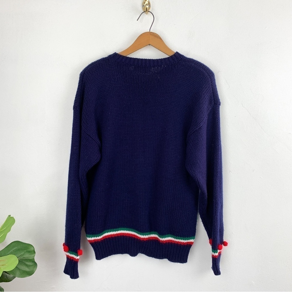Vintage 90s Christmas Santa Holiday Crewneck Sweater Sz M - Picture 2 of 7